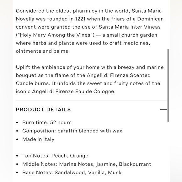 Santa Maria Novella - Angeli Di Firenze scented candle - Picture 2 of 3
